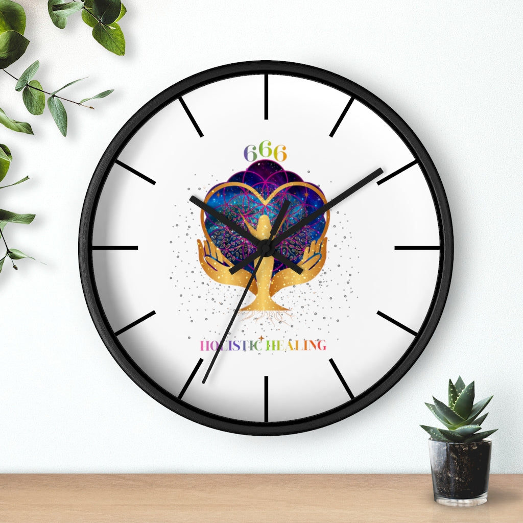 Yoga Spiritual Meditation Wall clock - Reflection 666 Angel Number Printify