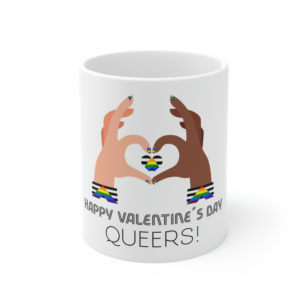 11oz White Mug - Happy Valentine's Day Queers Printify