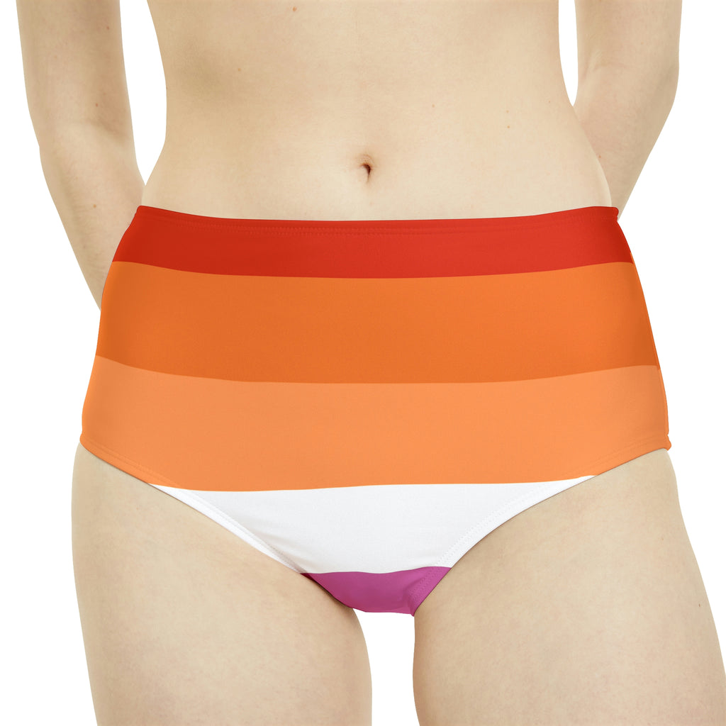 Lesbian Pride Flag High-Waist Hipster Bikini Bottom Printify