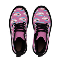 Thumbnail for Transgender Flag Kisses LGBTQ Pink Canvas Boots Unisex Size Printify