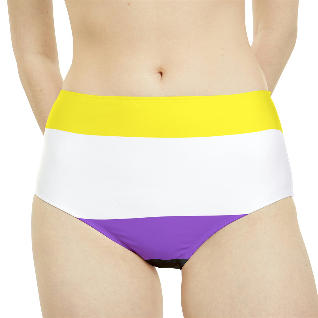 Non Binary Pride Flag High-Waist Hipster Bikini Bottom Printify
