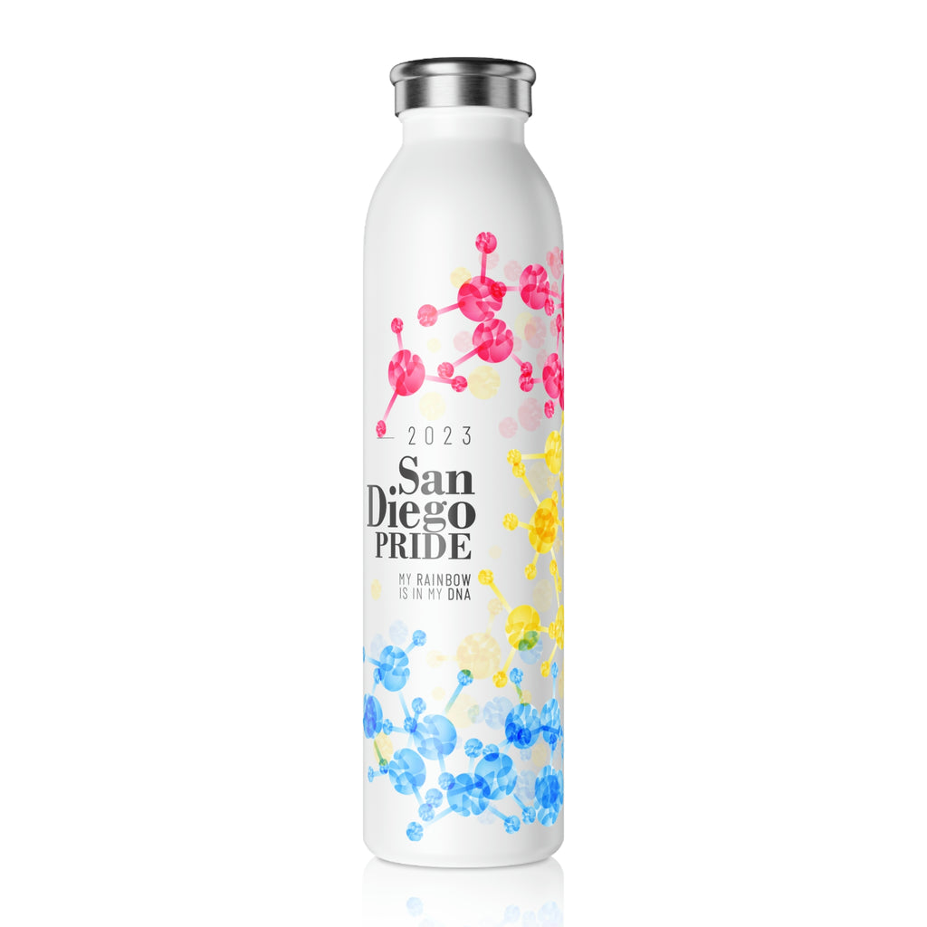 Pansexual Flag Slim Water Bottle San Diego Pride - My Rainbow is In My DNA SHAVA CO