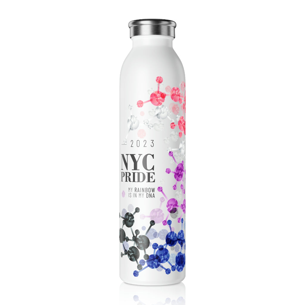 Genderfluid Flag Slim Water Bottle NYC Pride - My Rainbow is In My DNA SHAVA CO