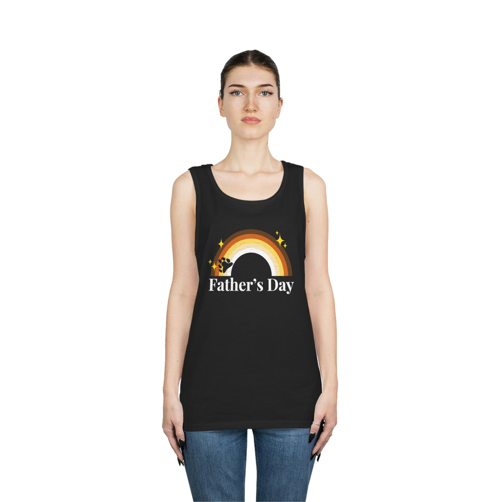 Bear Pride Flag Heavy Cotton Tank Top Unisex Size - Father's Day Printify