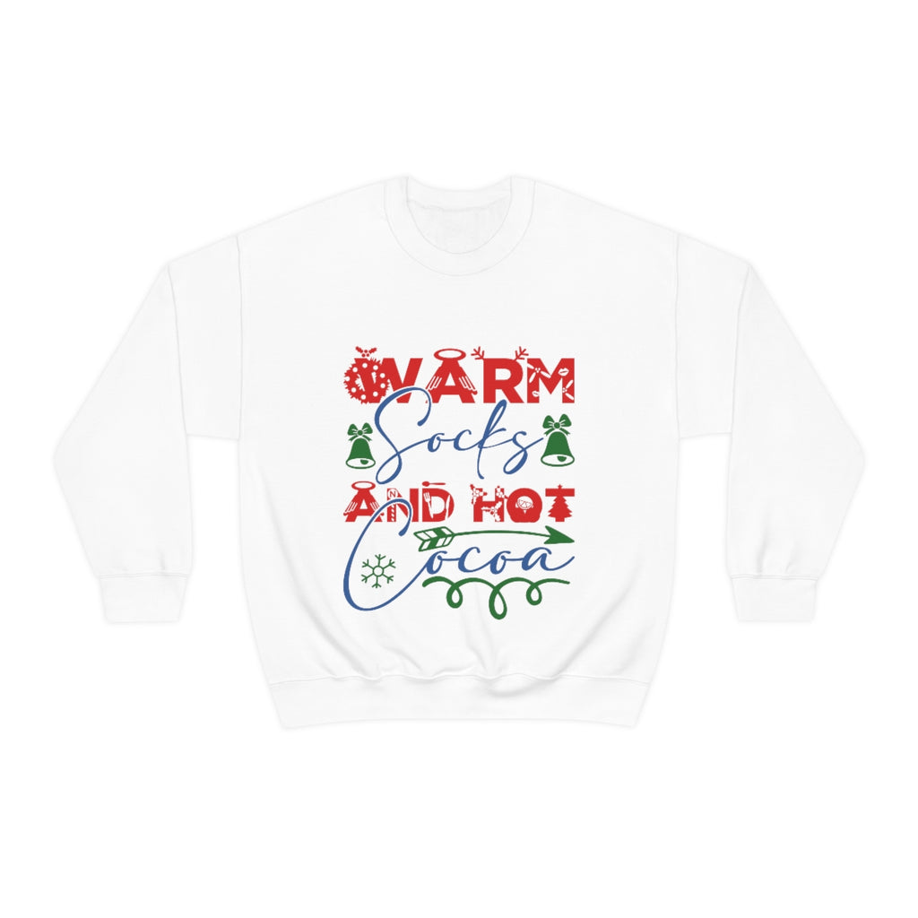 Merry Christmas Unisex Sweatshirts , Sweatshirt , Women Sweatshirt , Men Sweatshirt ,Crewneck Sweatshirt, Warm socks and hot cocoa Printify