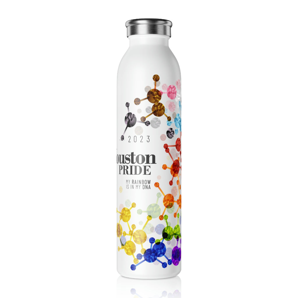 Progress Flag Slim Water Bottle Houston Pride - My Rainbow is In My DNA SHAVA CO