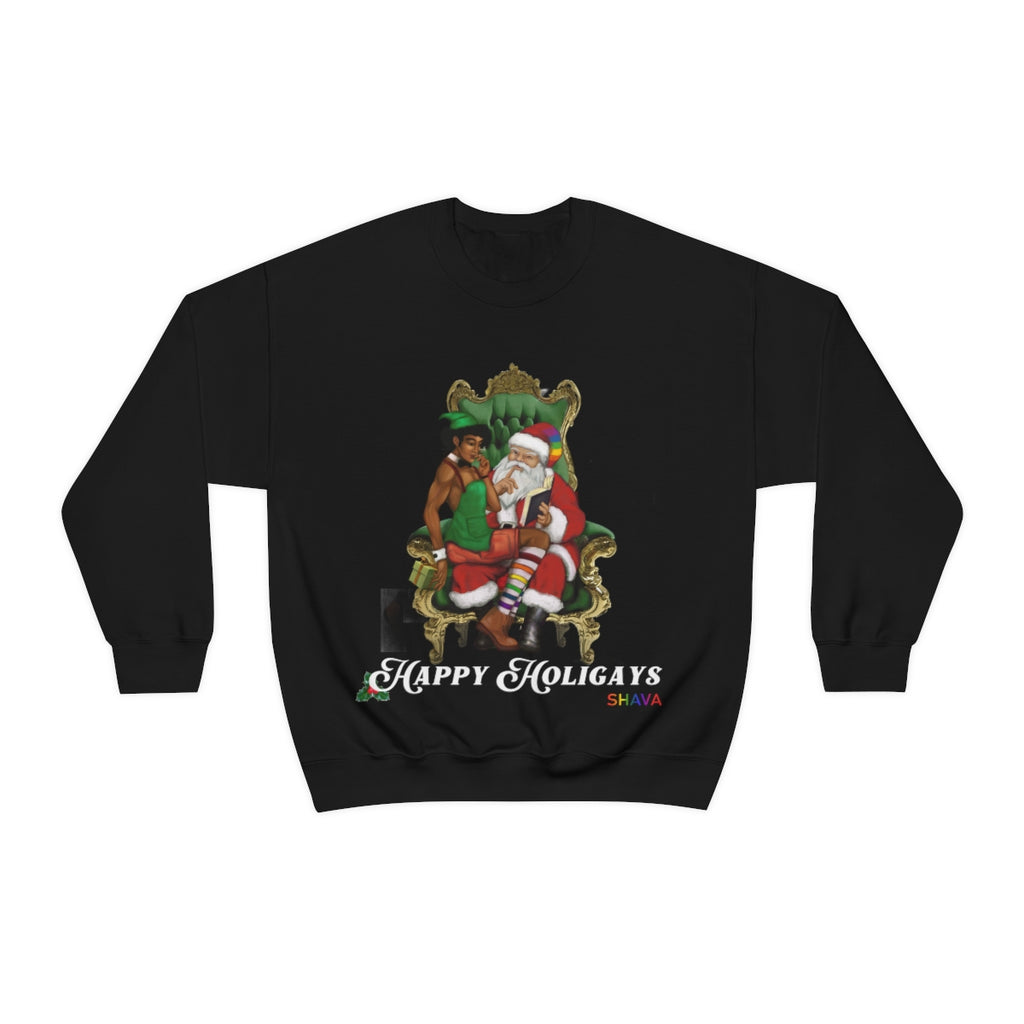 Unisex Holigays Christmas LGBTQ Heavy Blend Crewneck Sweatshirt - Holigay (Black) Printify