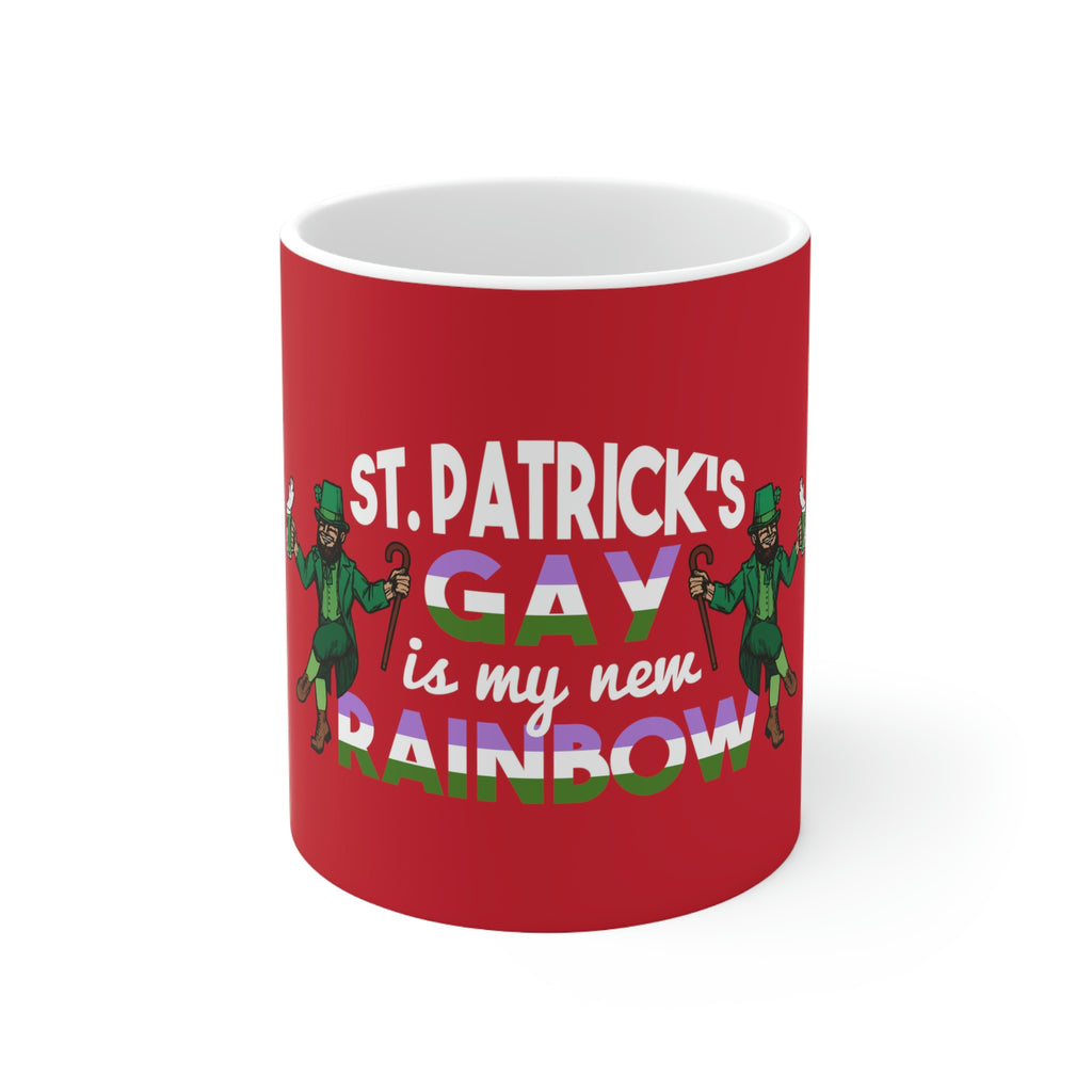 St. Patrick's Day Ceramic Mug 11oz - Gay Is My New Rainbow Printify
