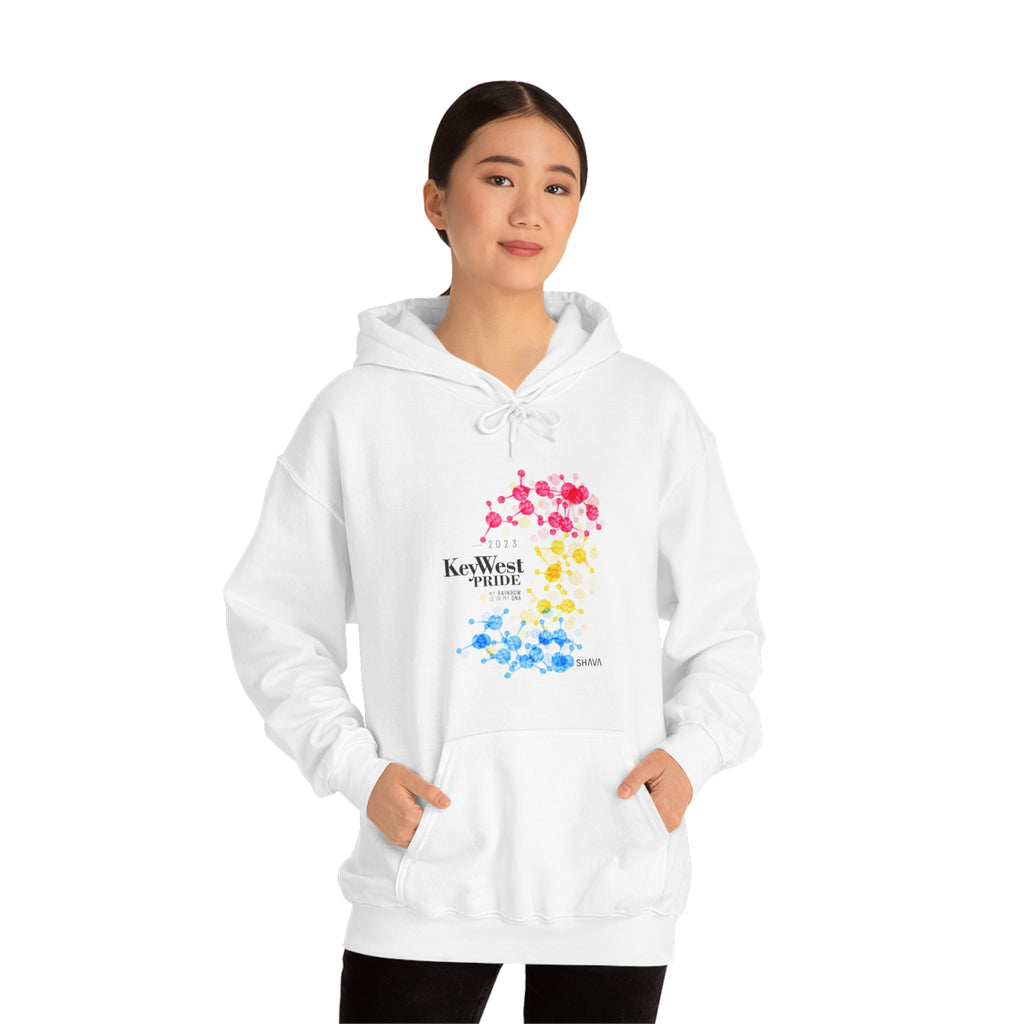 SHAVA CO Pansexual Flag 2023 Pride, Key West Unisex Heavy Blend™ Hooded Sweatshirt - My Rainbow Is In My DNA Printify