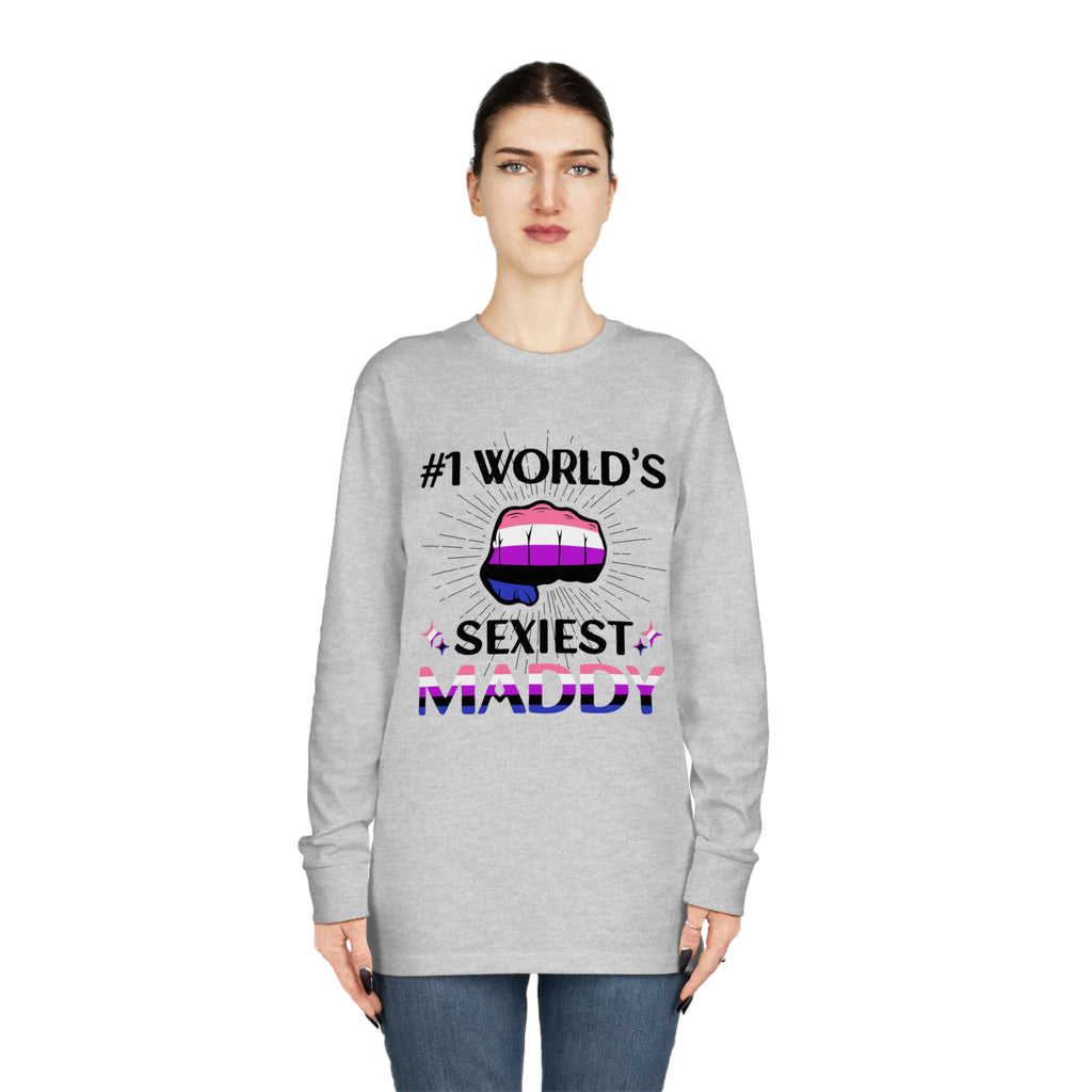 Genderfluid Flag Long Sleeve Crewneck Tee - #1 World's Sexiest Maddy Printify