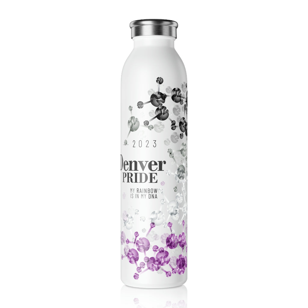 Asexual Flag Slim Water Bottle Denver Pride - My Rainbow is In My DNA SHAVA CO