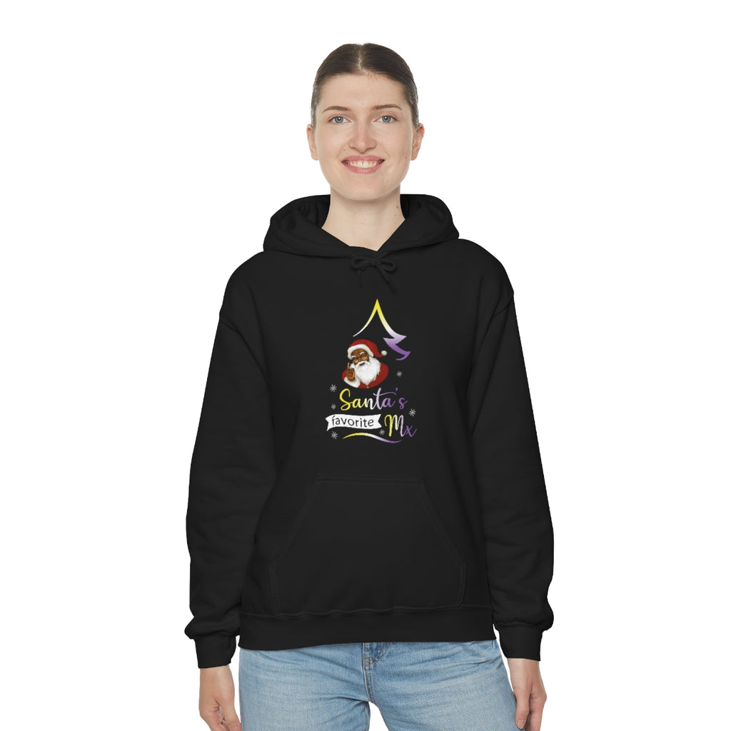 Unisex Non Binary Christmas LGBTQ Heavy Blend Hoodie - Santa’s Favorite Mx Printify