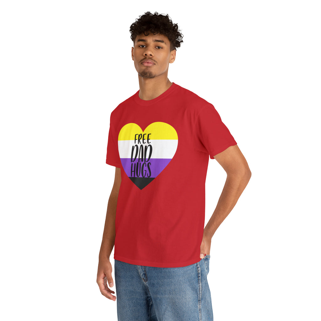 SHAVA CO Non Binary Flag, Unisex Heavy Cotton Tee - Free Dad Hugs Printify