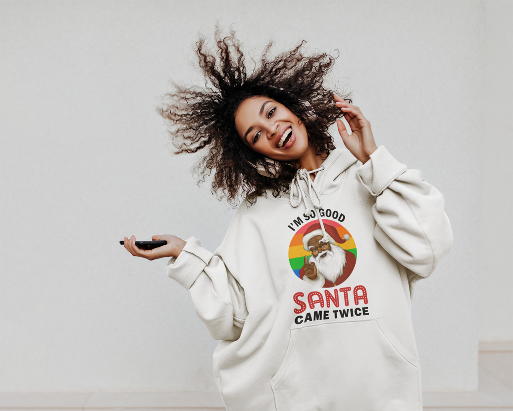 Unisex Christmas LGBTQ Heavy Blend Hoodie - I’M So Good Santa Came Twice Printify
