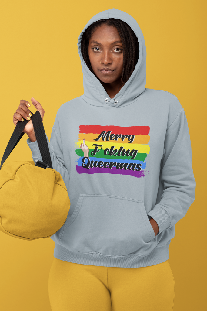 Unisex Christmas LGBTQ Heavy Blend Hoodie - Merry F*cking Queermas Printify