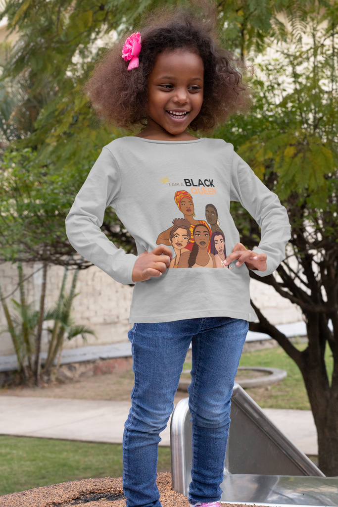 IAC  KIDS Long Sleeves Toddler Tee / I am Black Queen Printify