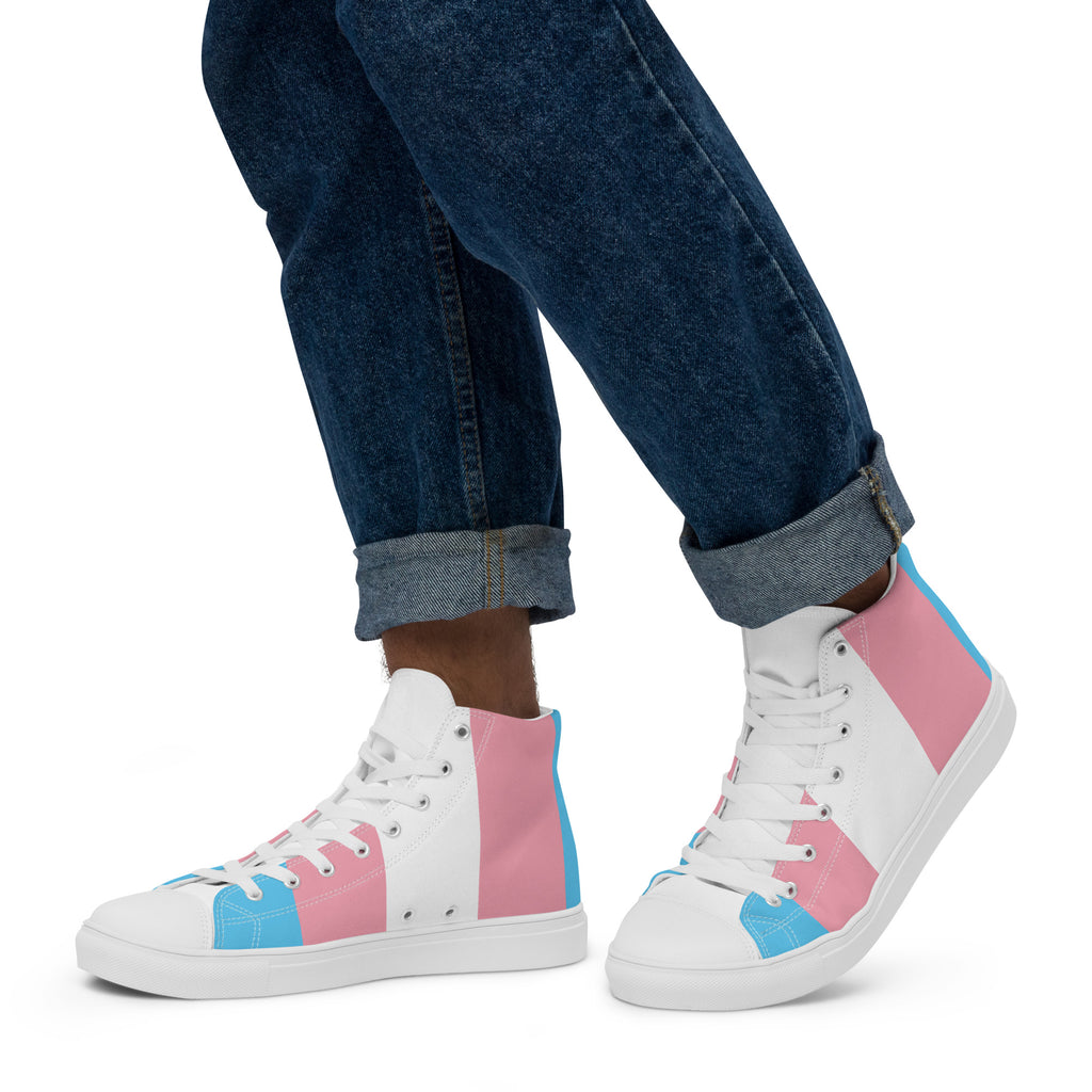 Transgender Flag LGBTQ High Top Canvas Shoes Men’s Size SHAVA