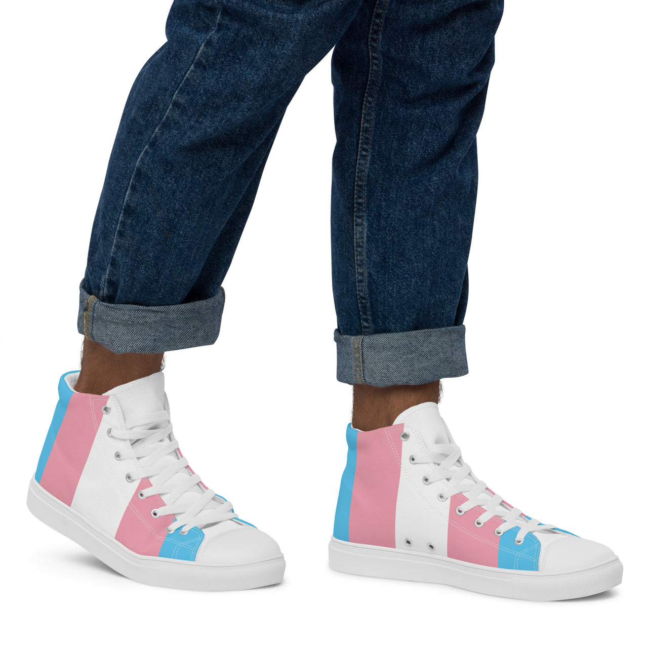 Transgender Flag LGBTQ High Top Canvas Shoes Men’s Size SHAVA