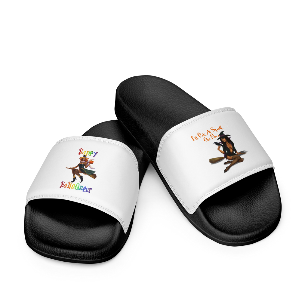 Transgender Halloween Men’s slides-Trans Pride LGBT Halloween/Happy HalloQueer SHAVA