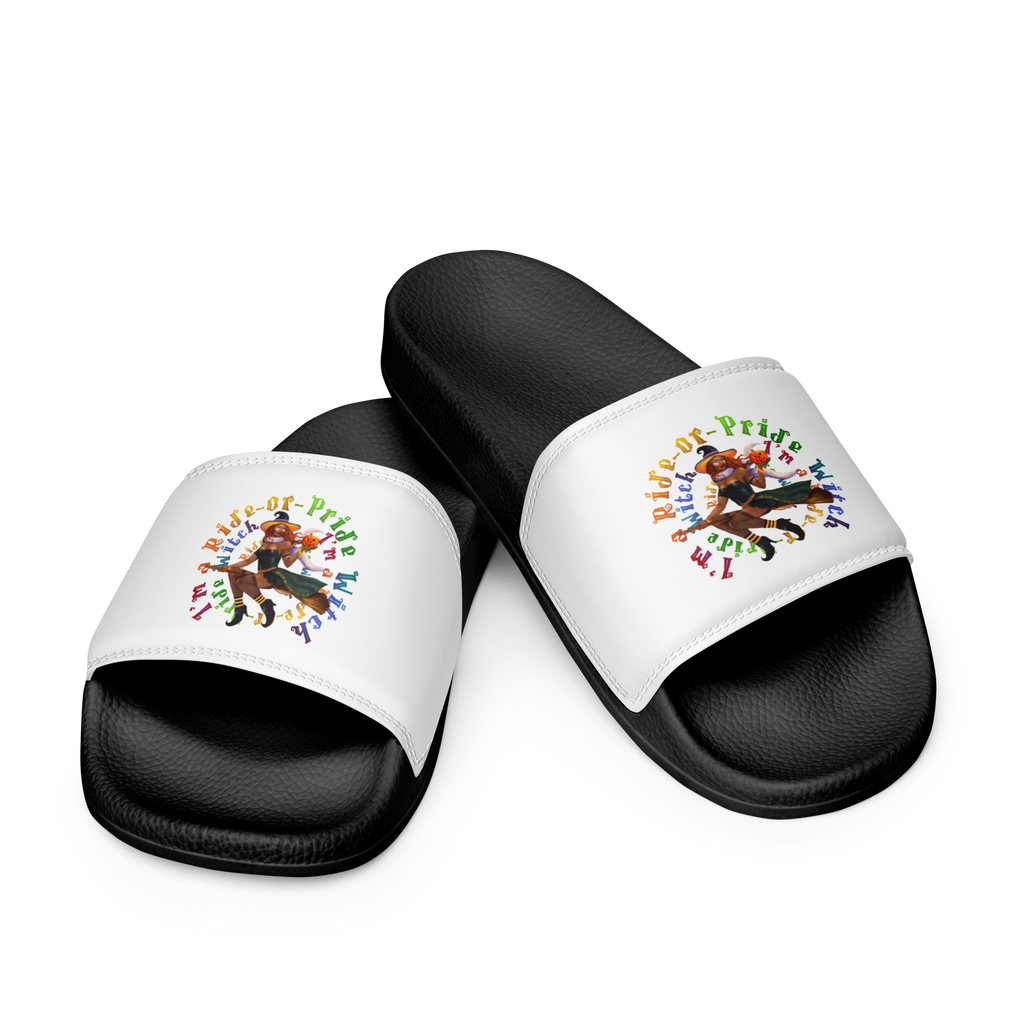 Transgender Halloween Men’s slides-Trans Pride LGBT Halloween/I m a ride or pride SHAVA