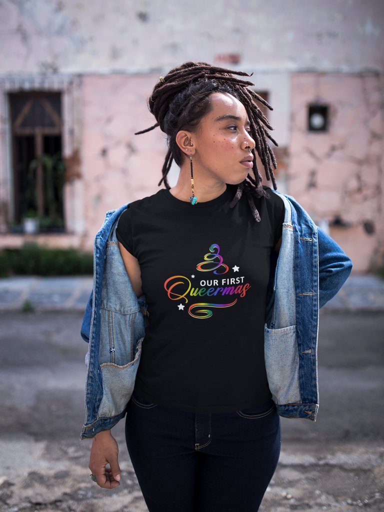 Classic Unisex Christmas LGBTQ T-Shirt - Our First Queermas Printify