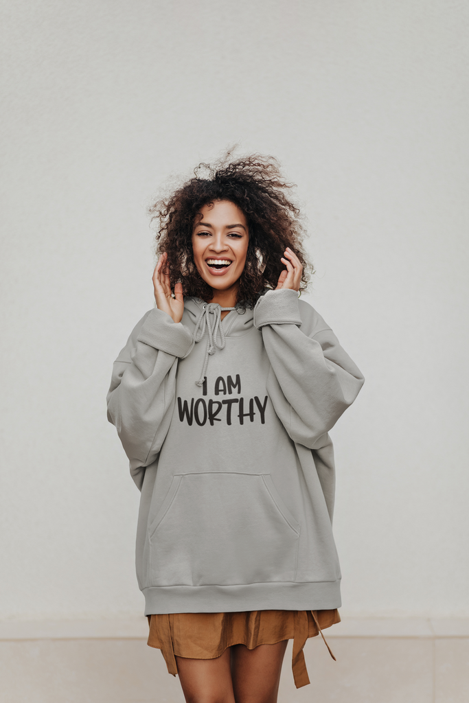 Affirmation Feminist Pro Choice Unisex Hoodie - I Am Worthy Printify