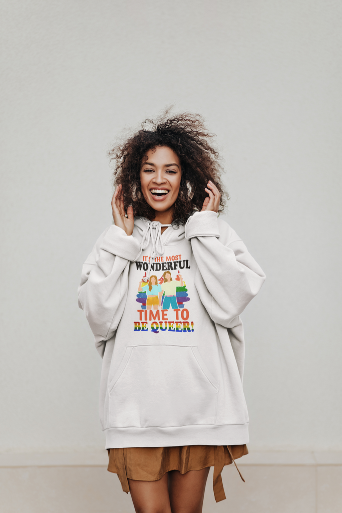Unisex Christmas LGBTQ Heavy Blend Hoodie - It’s The Most Wonderful Time To Be Queer Printify