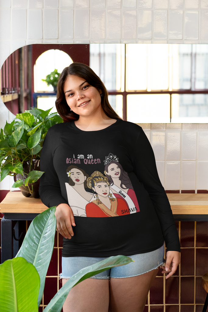 Affirmation Feminist Pro Choice Long Sleeve Shirt Women’s Size - I Am An Asian Queen Printify