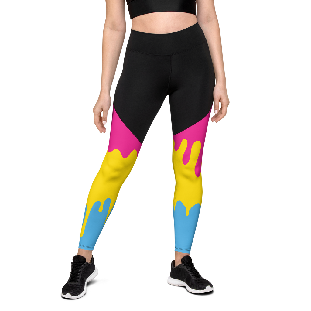 Pansexual Flag LGBTQ Sports Drip Leggings Women’s Size SHAVA