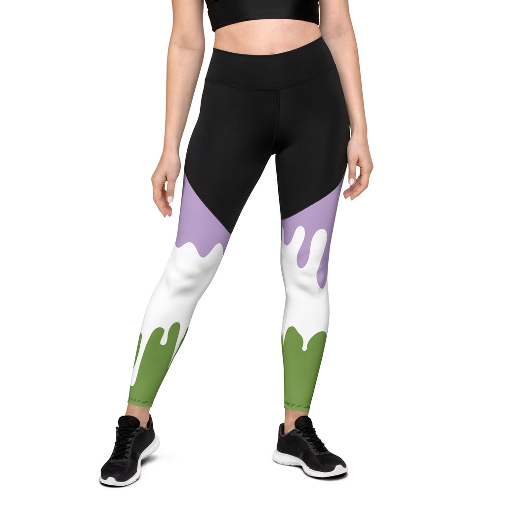 Gender Queer Flag LGBTQ Sports Drip Leggings Women’s Size SHAVA