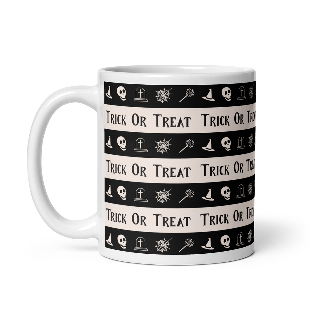 Halloween White glossy mug, Halloween All Over Print Coffee Mug/Trick or Treat SHAVA