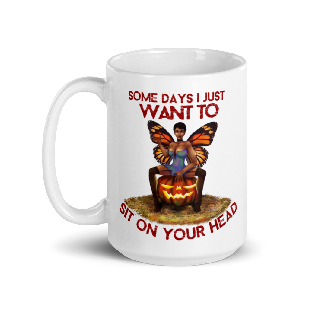 Halloween/White glossy mug/Sit On Your Head SHAVA