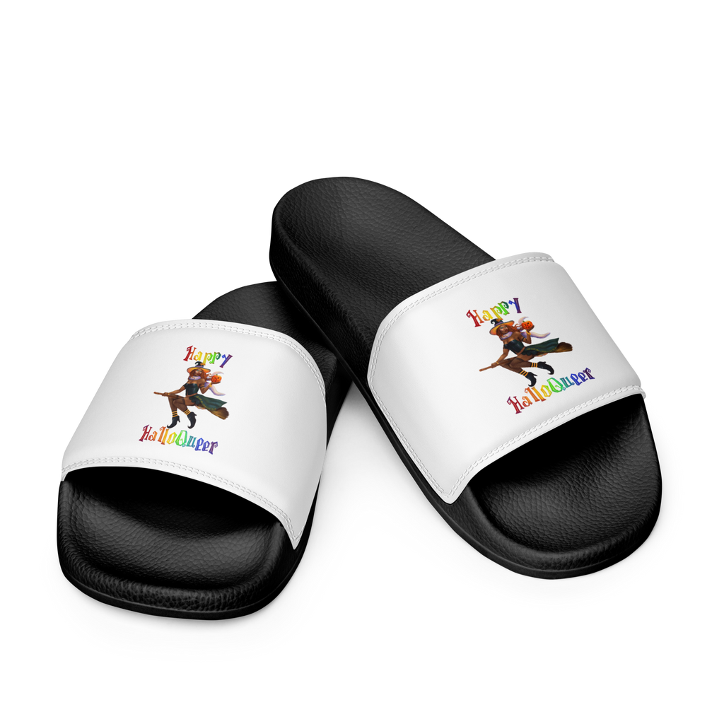 Transgender Halloween Women’s slides-Trans Pride LGBT Halloween/Happy HalloQueer SHAVA