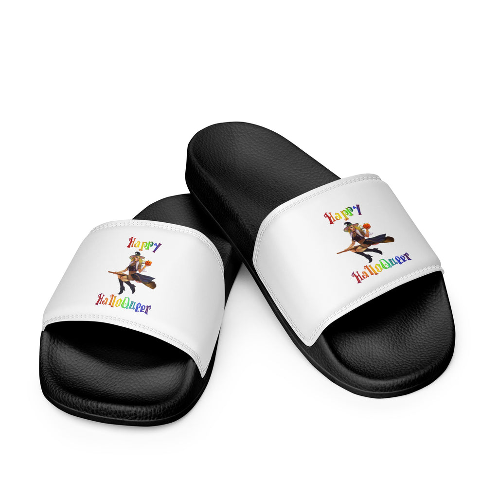 Transgender Halloween Women’s slides-Trans Pride LGBT Halloween/Happy HalloQueer SHAVA