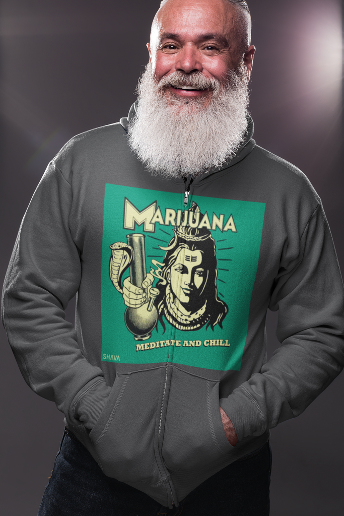 VCC Unisex Heavy Blend™ Full Zip Hooded Sweatshirt / Shiva With Bong Printify